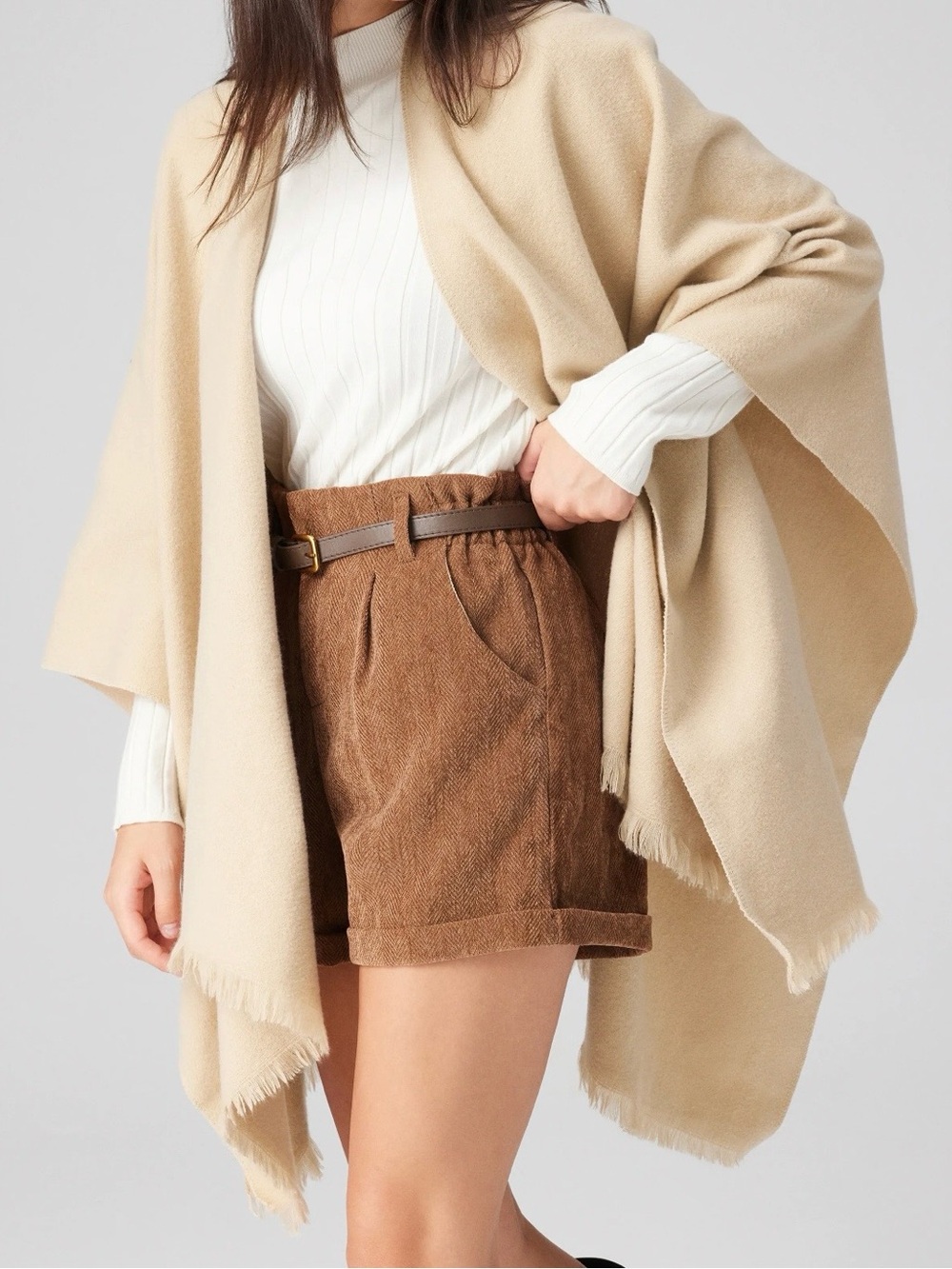 Cider Beige Cape Wrap Shawl